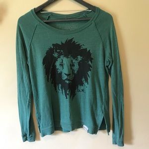 Walk In Love Teal Lion Face Long Sleeve Tee